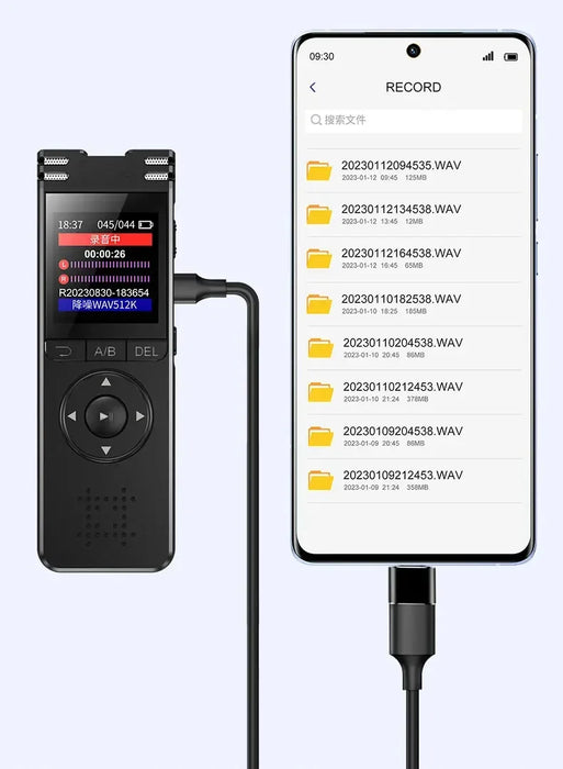 Pen Voice Recorder — 1.44in Colour Screen, Dual Mic, 500mAh, Up to 128GB
