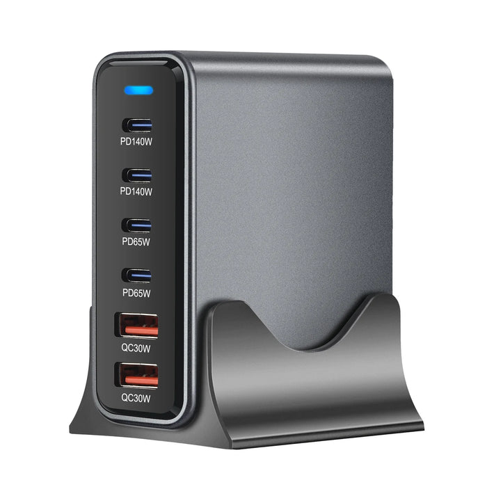 470W 6‑Port GaN Desktop Charger — 4C+2A USB‑C PD Fast Charge for Phones, Tablets & Laptops