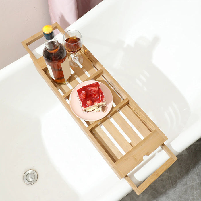 Expandable Wooden Bathtub Caddy Tray – Telescopic, Non‑slip Tablet & Soap Holder