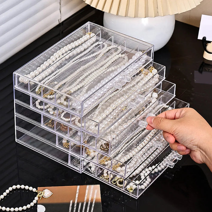 Transparent Jewellery Storage Box — Necklace Tray (3- or 5-layer)