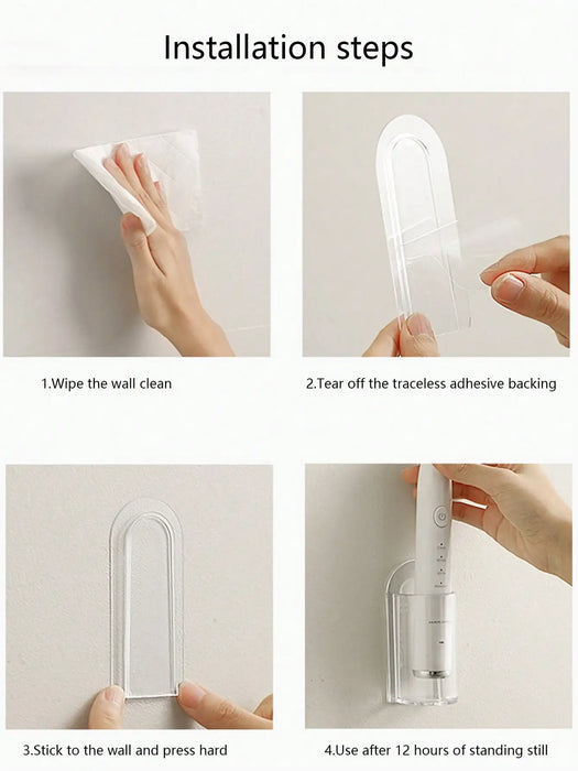 Wall‑Mounted Electric Toothbrush Holder — Clear Plastic Storage Rack