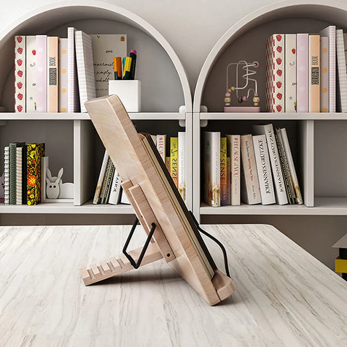 Adjustable Wooden Book Stand – Pine Reading Rack for Kids & Adults with Tablet Holder