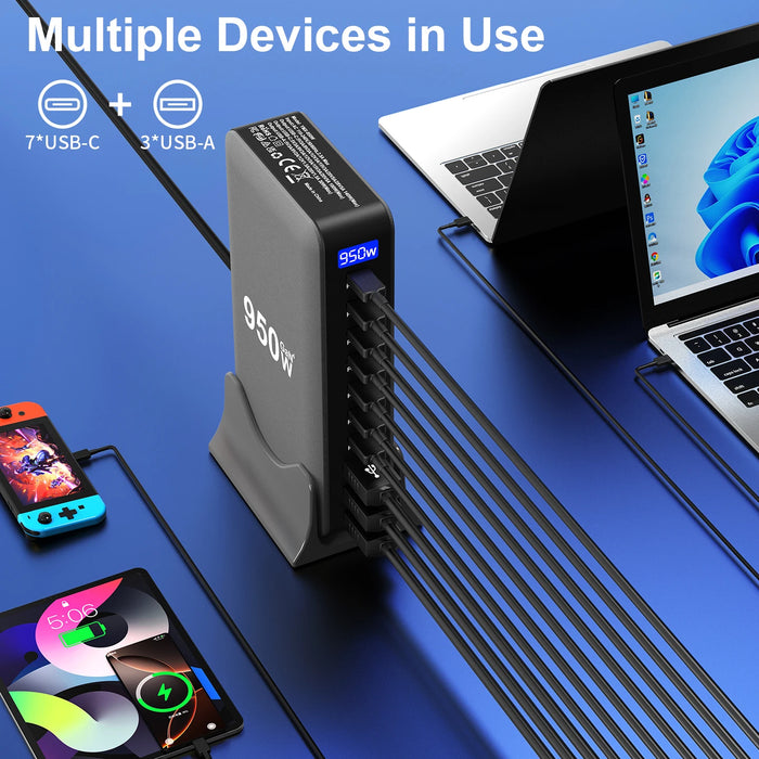 950W GaN USB‑C Multiport Charger — PD3.0/PPS, Fast Charging for Laptop & Phone