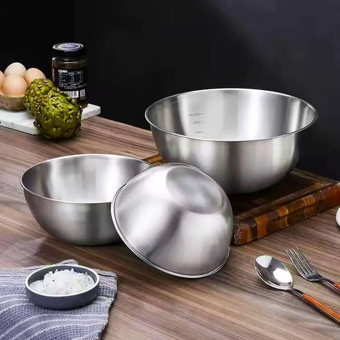 Stainless Steel Salad & Mixing Bowl (with Scale) — 5 sizes 700–3000ml