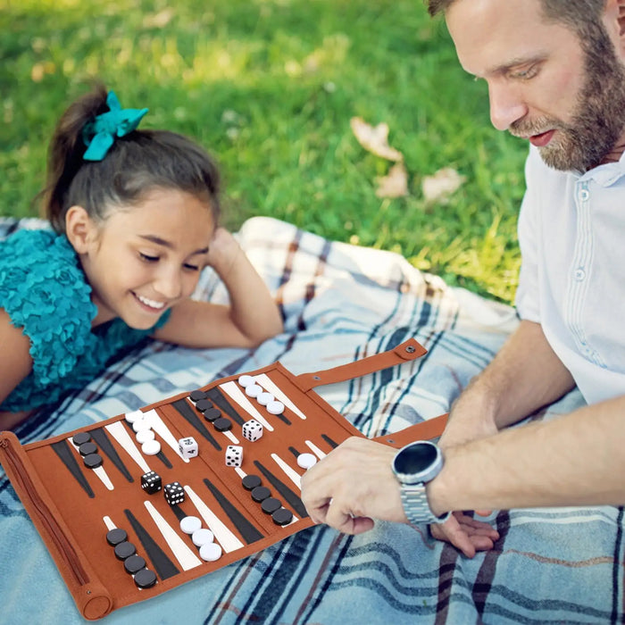 Roll-Up Backgammon Travel Set – Portable Classic Board Game for Family & Friends