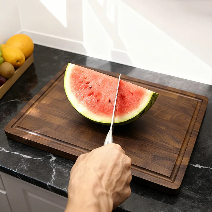 Walnut End-Grain Cutting Board with Handle — 42×30cm Rectangular Butcher Block