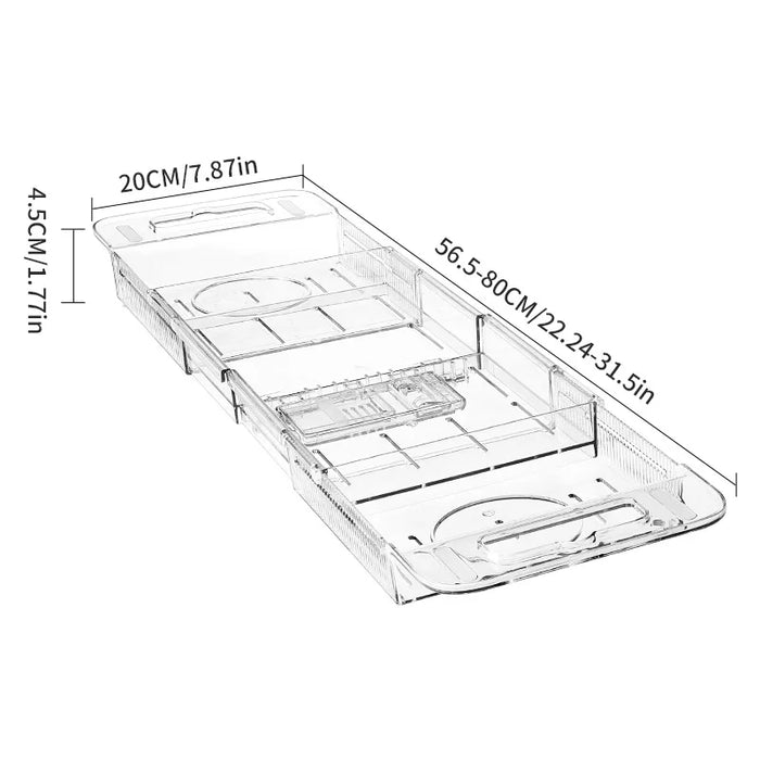 Expandable Clear Bath Shelf Over-Tub — Polycarbonate Bath Tray