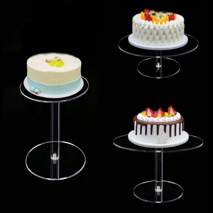 Transparent Acrylic Round Cake Stand for Desserts, Cupcakes & Events — 15/18.7/22.5cm
