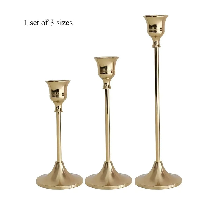 Vintage Elegant Tabletop Candle Holders – Metal & Aluminium, Single or 3‑Piece Sets