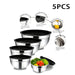 5-piece Stainless Steel Nesting Bowl Set with Sealing Lids — Mixing, Serving & Storage