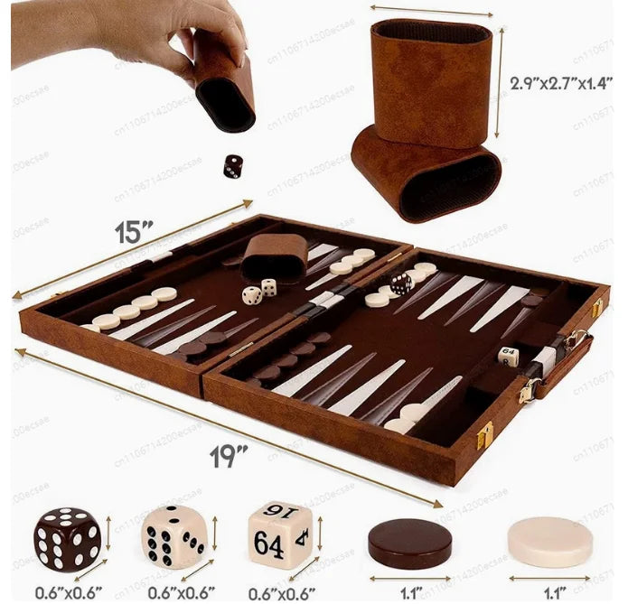 Travel-Size Leather Backgammon Set — High-Quality Wholesale, Light Brown