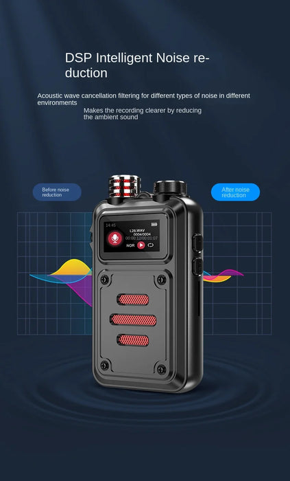 Mini Professional Digital Voice Recorder — 32GB–128GB, DSP Noise Reduction, VAD, MP3/WAV