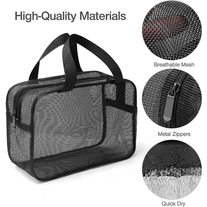 Mesh Toiletries Bag – Portable Shower Caddy & Cosmetic Organiser (S & M)