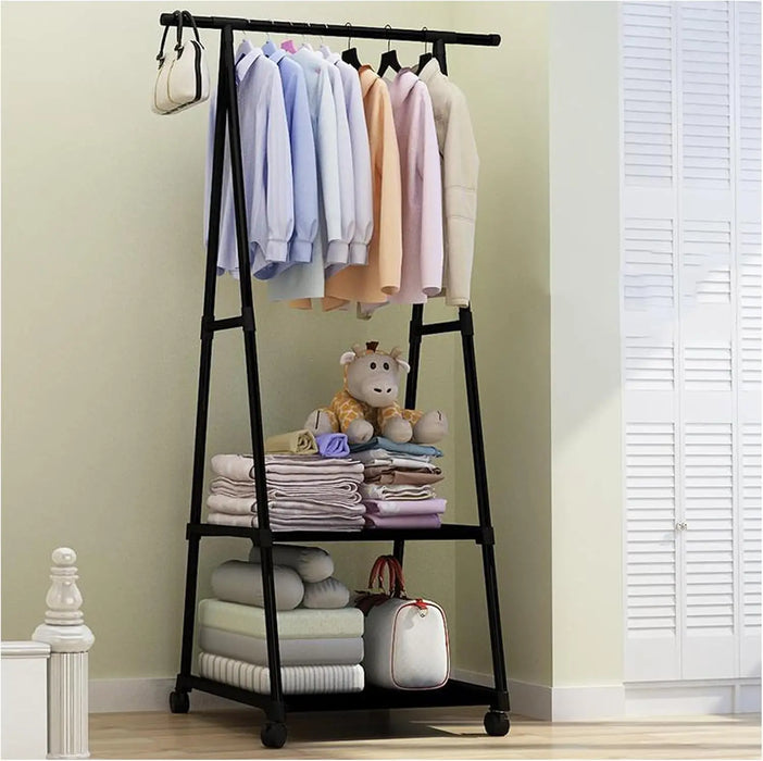 Multifunctional Movable Coat Rack Stand – Simple Plastic Clothes Hanger for Porch, Bedroom, Corridor, Dormitory