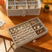 3-Layer Drawer Jewellery Box — Beige or Grey, Plastic Organiser