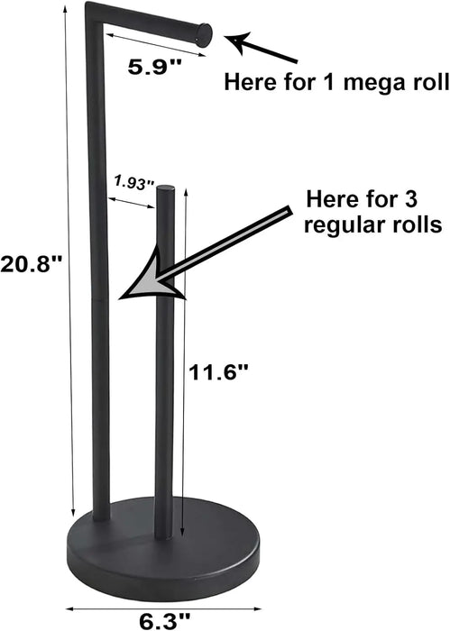 Stainless Steel Freestanding Toilet Roll Holder, Black – Standing Holder with 4‑Roll Storage
