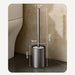 Long‑Handle Aluminium Toilet Brush with Wall‑Mounted Holder — White, Grey or Black