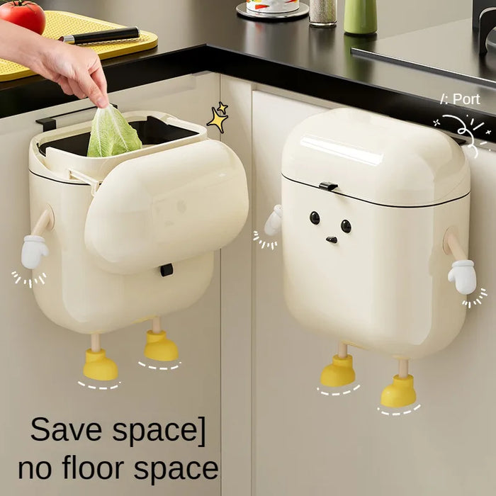 Cream Wall-mounted Kitchen Bin with Lid — 9L / 12L (DIY option)