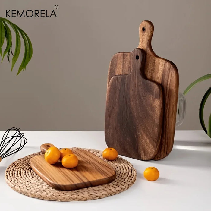 Wooden Cutting Board with Handle — Rectangle Chopping Board for Fish, Cheese, Bread & Fruit