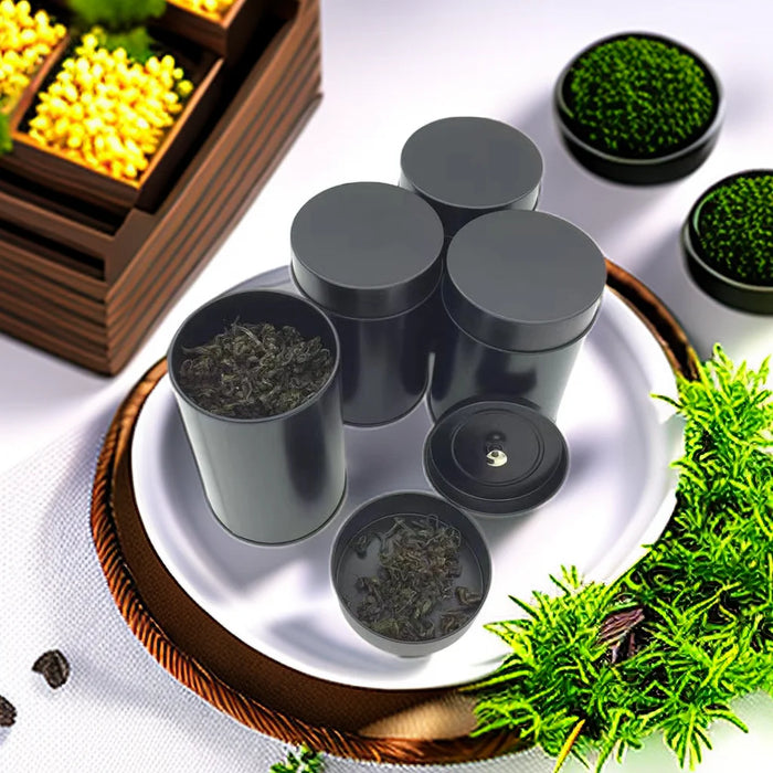 4-Piece Tinplate Storage Cans with Sealed Double Lids – For Loose Tea, Coffee & Spices