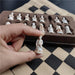 Retro Qing Bing Resin Chess Set with Velvet Board — 28cm Compact Game