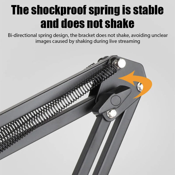 Adjustable Scissor Arm Microphone Stand — Desktop Clip, Tripod & Extendable Bracket