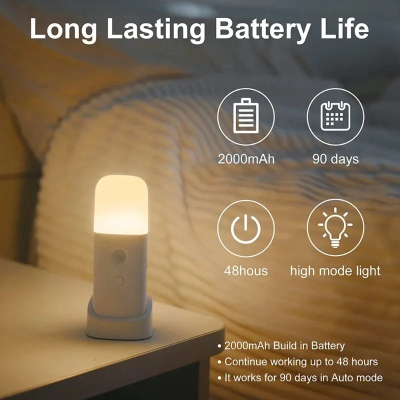 LED-rörelsesensor nattlampa USB-uppladdningsbar - dimbar, bärbar, aktiverad nattlampa för barnrum, sovrum, hall - idealisk belysningslösning för barns säkerhet och komfort