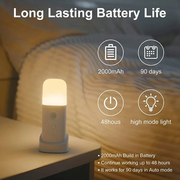 Lampe de nuit à détecteur de mouvement LED rechargeable par USB - Dimmable, portable, lampe de nuit activée pour chambre d'enfants, chambre à coucher, couloir - solution d'éclairage idéale pour la sécurité et le confort des enfants