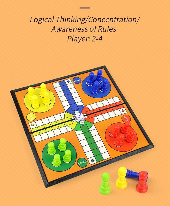 Portable Ludo, Chess & Backgammon Foldable Travel Game Set