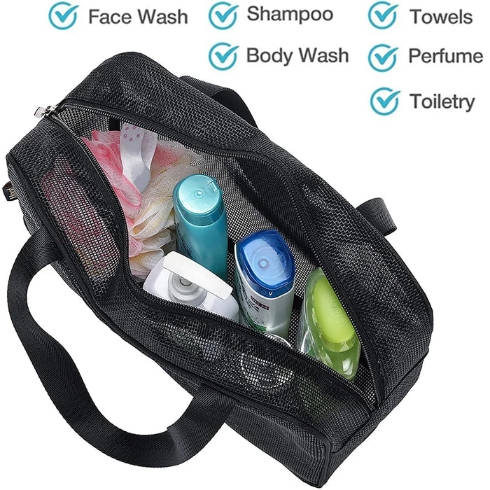 Mesh Toiletries Bag – Portable Shower Caddy & Cosmetic Organiser (S & M)