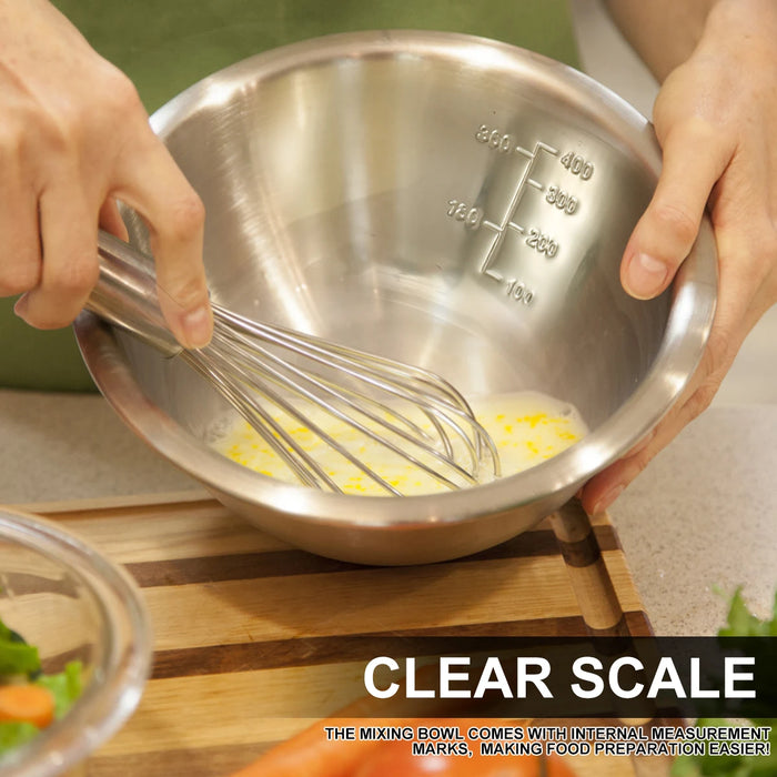 5-Piece Stainless Steel Mixing Bowl Set — Nesting, 2600–500ml