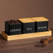Set of 3 Metal Canisters with Bamboo Lids — 500ml (Coffee, Tea, Sugar)
