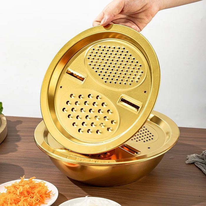 3-in-1 Stainless Steel Kitchen Set with Built-in Grinder, Filter and Mixing Bowl