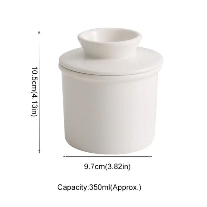 Ceramic Butter Cup with Lid — 350ml Sealed Butter Storage, Blue/Pink/White/Grey