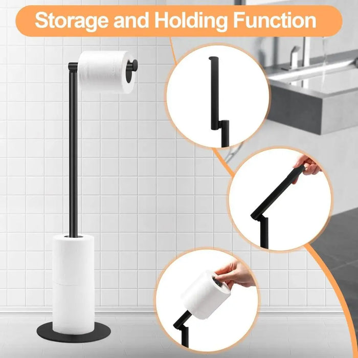 Stainless Steel Freestanding Toilet Roll Holder – 4–5 Roll Storage