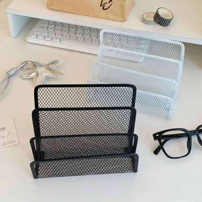 4-Tier Iron Mesh Desk Organiser – Letter Holder for Documents & Stationery