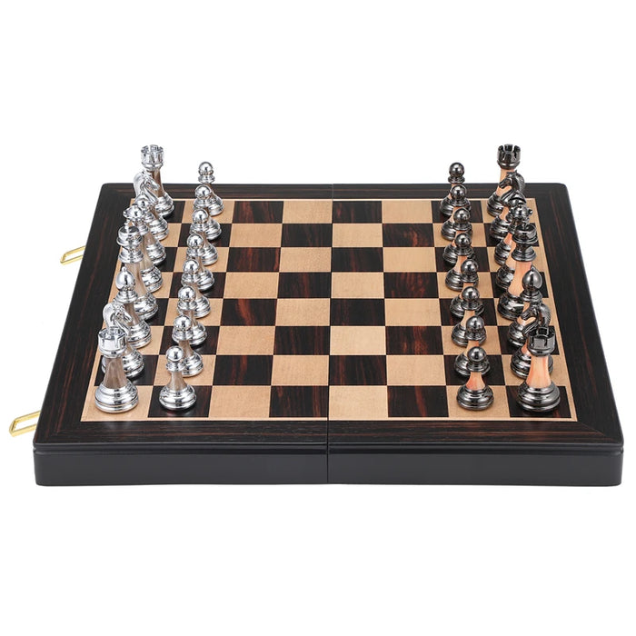 Large Wooden Chess Set — 45cm (17.7") Board, Electroplated Acrylic King 9cm (3.54")