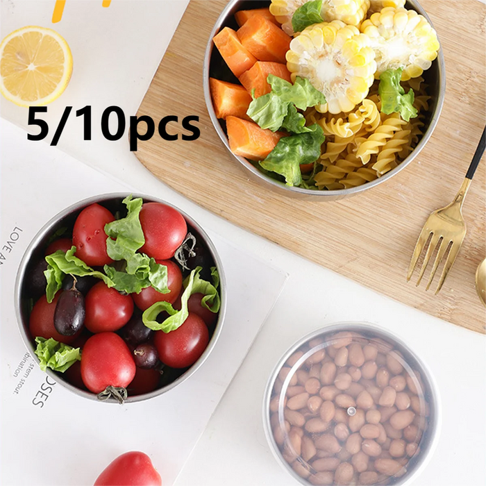 5-Piece Stainless Steel Mixing Bowl Set with Lids — Stackable & Dishwasher Safe