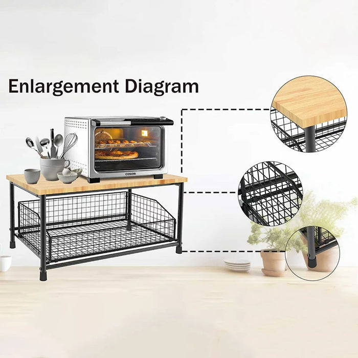 2026 Kitchen Countertop Organiser Rack — Pull-Out Shelf for Microwave, Coffee Machine & Printer