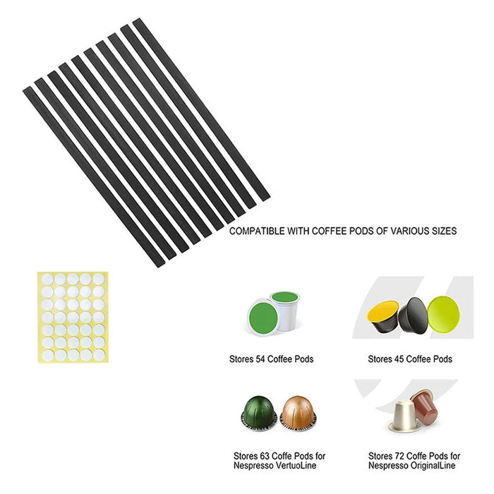 6-Pack Coffee Pod Storage Strips — Space-Saving Holder for Keurig, N‑Cup & Nespresso Compatible Capsules