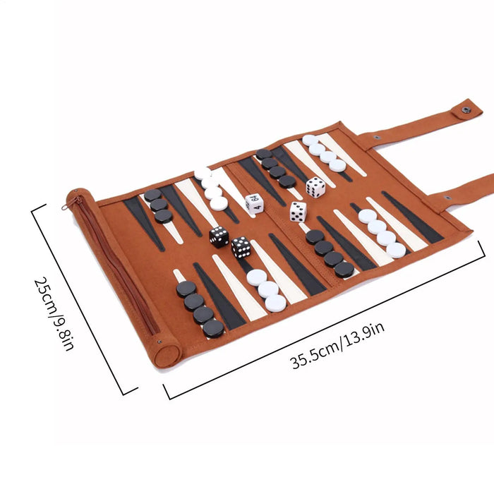 Roll-Up Backgammon Travel Set – Portable Classic Board Game for Family & Friends
