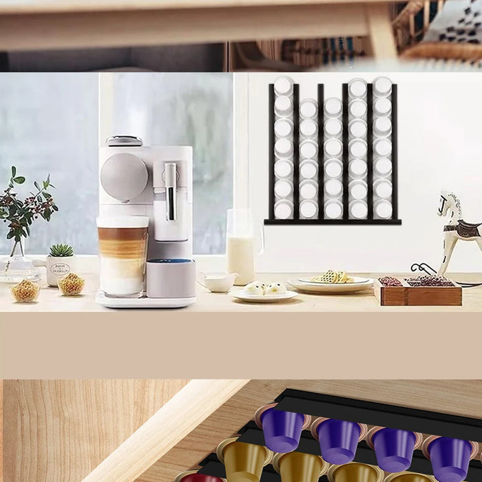 Universal Coffee Capsule Holder – 10 Adhesive Strips for K‑Cup, Nespresso, Dolce Gusto