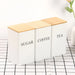 3‑Piece 1 L Coffee, Tea & Sugar Canisters with Airtight Bamboo Lids — Metal Storage Jars