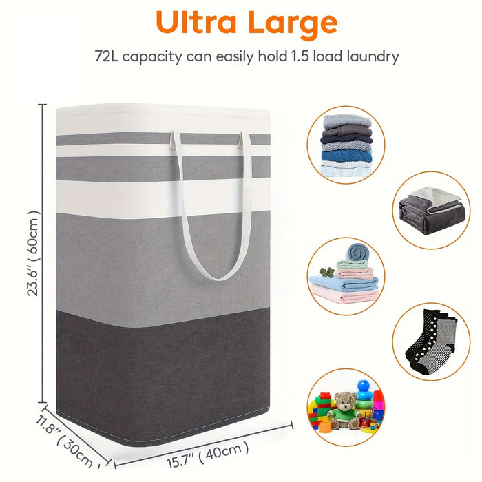 75L Collapsible Laundry Hamper with Handles — Durable Polyester Basket (40×30×60cm)