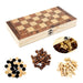 3-in-1 Folding Wooden Chess Board – Portable Chess, Checkers & Backgammon (24cm)