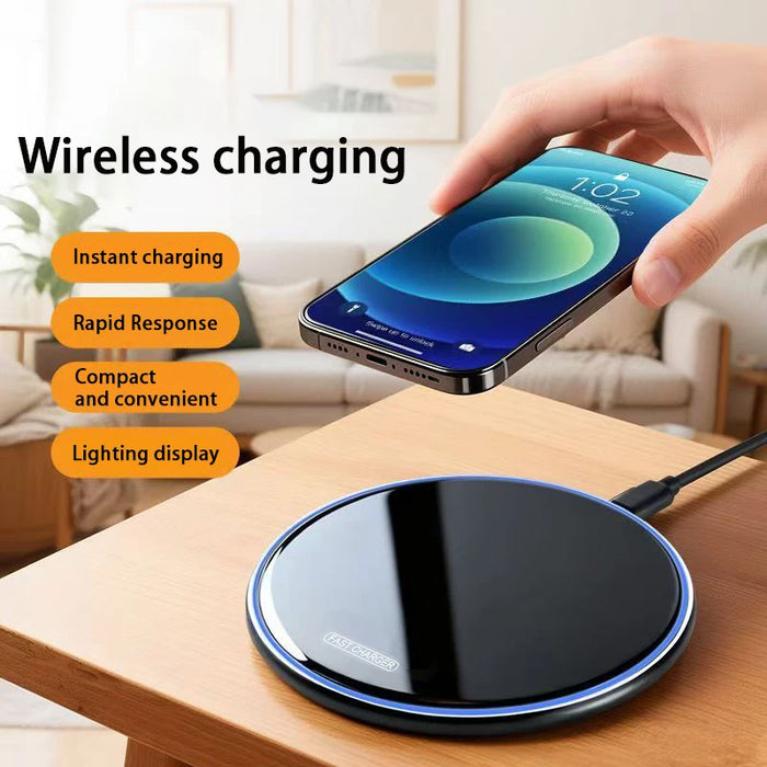 Portable 30W Wireless Charging Pad — Fast Qi Station for iPhone 16/15/14/13/12 (Pro Max, Mini), Samsung & Xiaomi