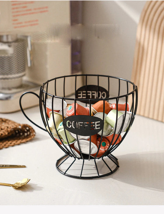 Metal Coffee Capsule Holder – Large Capacity Coffee Cup Pod Organizer (Black or Gold)