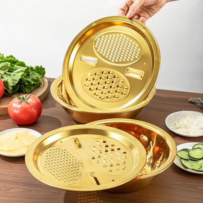 3-in-1 Stainless Steel Kitchen Set with Built-in Grinder, Filter and Mixing Bowl
