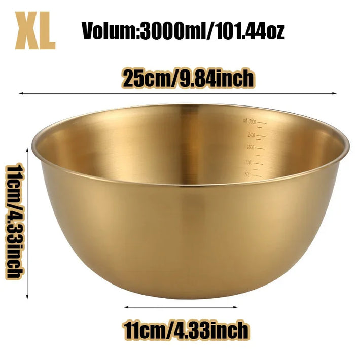 3pc Stainless Steel Mixing Bowls — Oven & Dishwasher Safe with Measurement Marks