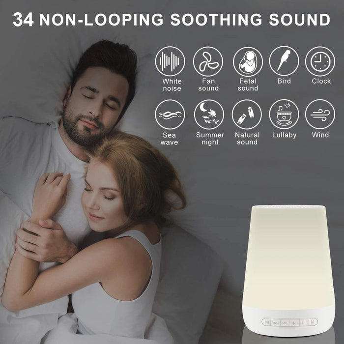 Smart White Noise Machine — 34 Soothing Sounds, App & Voice Control, Colourful Night Light